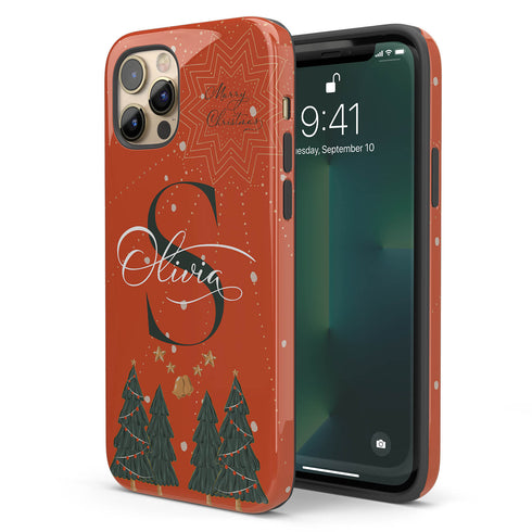 Christmas Monogram Custom Name iPhone Case